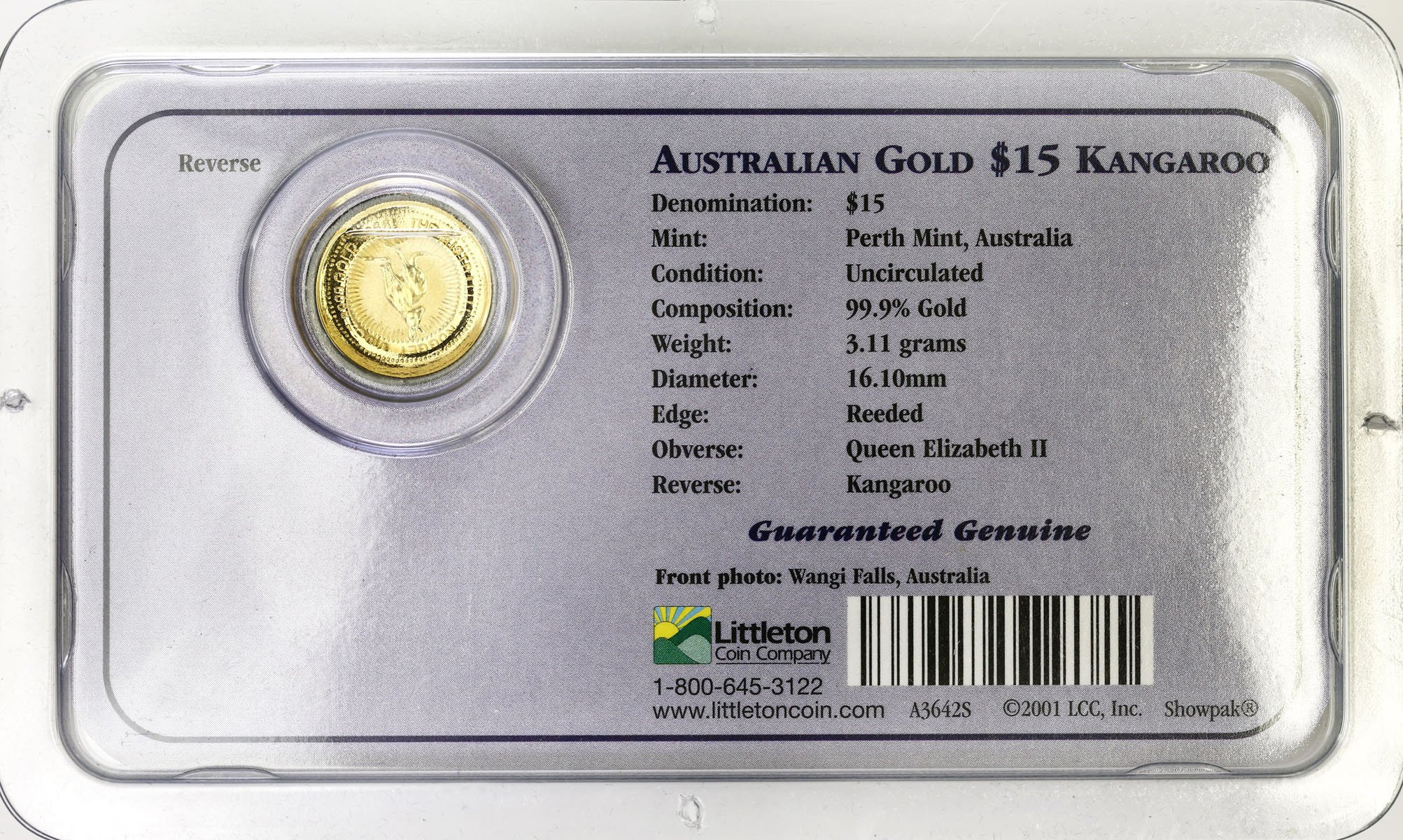 Australia 15 $ dolarów 1999 Kangur (1/10 uncji złota) / oryginalny blister